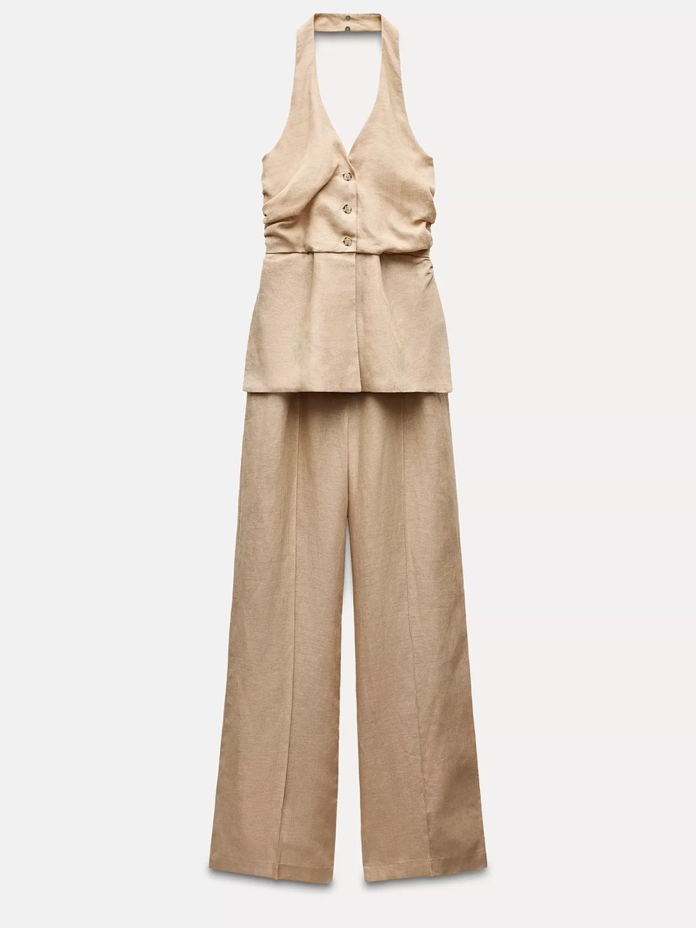 Zara Halter-Neck Linen Blend Jumpsuit